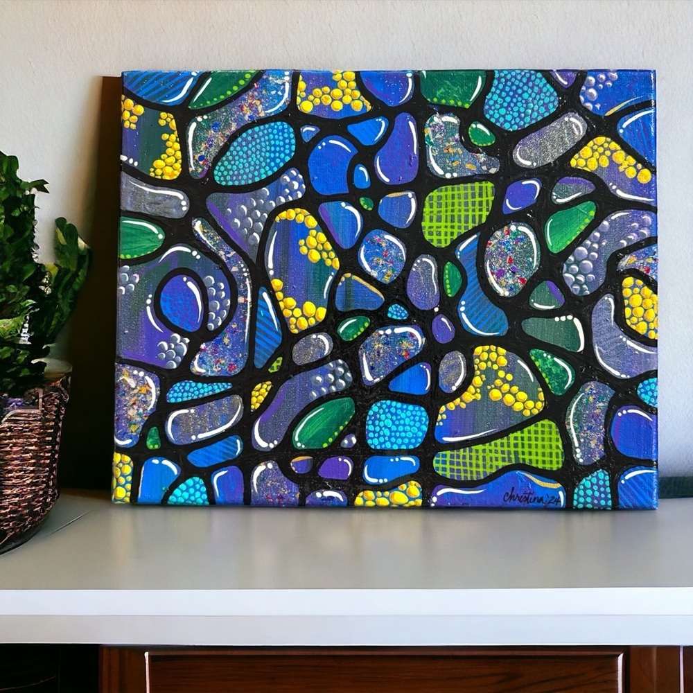 Original Hand Painted Abstract Canvas Art Signed 8x10